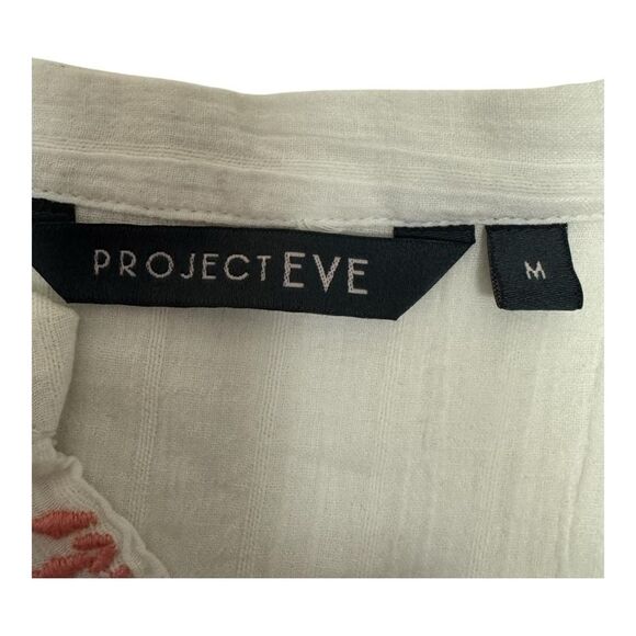 PROJECT EVE Embroidered Tunic Top Off White Bell Sleeve Cotton Women's M - Picture 6 of 10